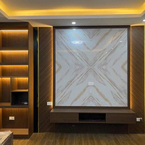 Vách tivi kết hợp tủ trang trí VH01