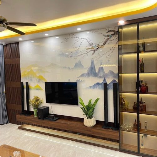 Vách tivi phòng khách đẹp