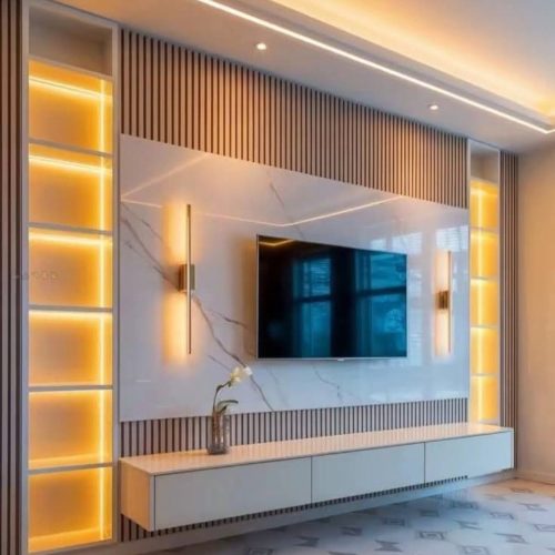Vách tivi phòng khách hiện đại VH18