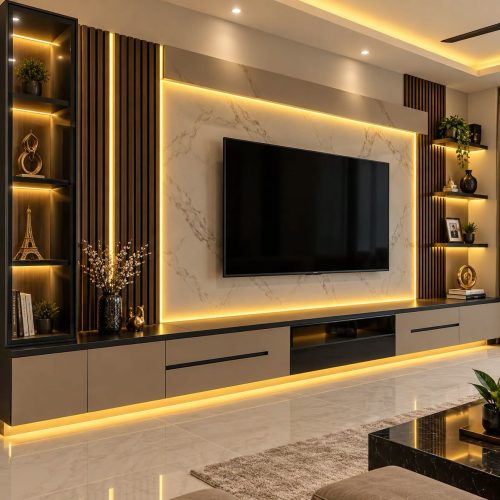 Vách tivi phòng khách hiện đại VH28